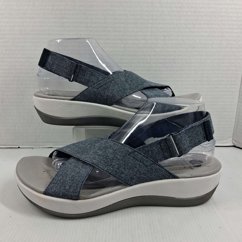Clarks Cloudsteppers Arla Glison Blue Marl Wedge Sandals Womens 10 261272794075